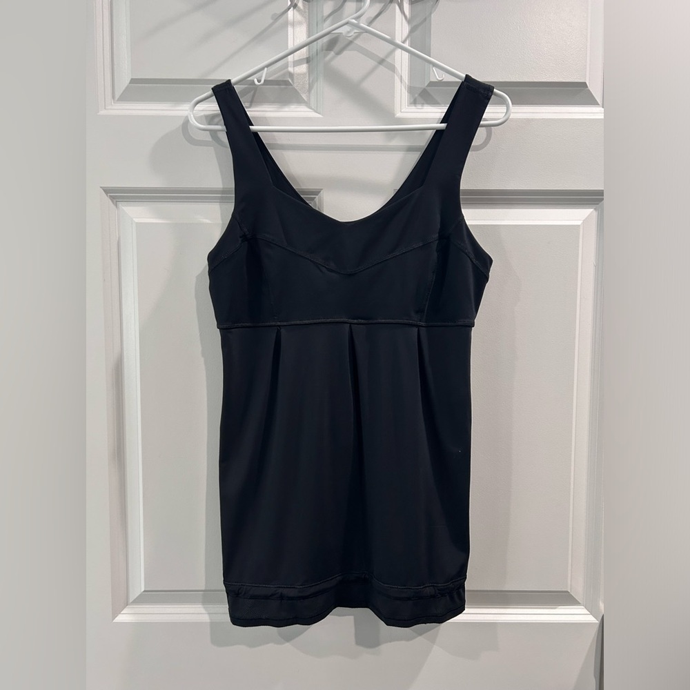 Lululemon Run Tame Me Tank Top Women Sz‎ 10 Black Activewear Athletic Drawstring